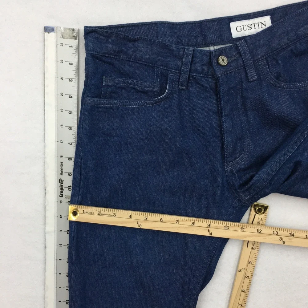 Gustin Mens Slim Fit Raw Denim Jeans Fleece Lined Dark Wash Blue Size 32 #236